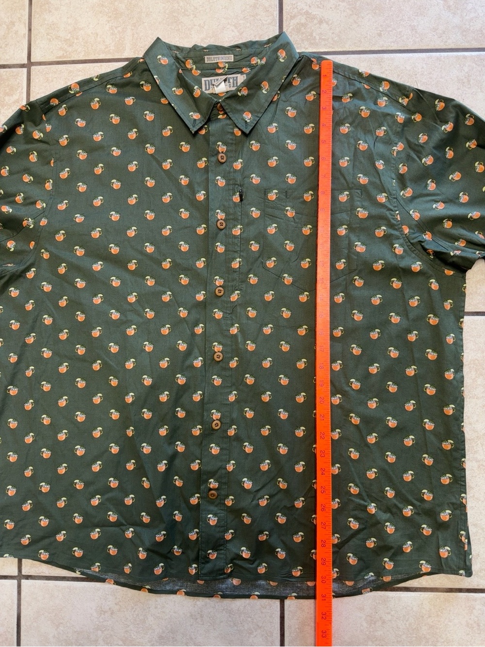 Duluth Trading Untucked Cocktail Print Button Up Shirt 2XL Green - Picture 6 of 7